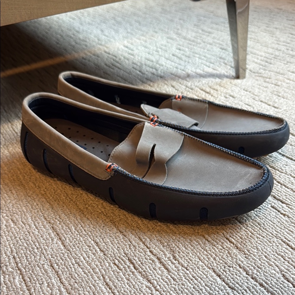 NWOT Swims Blue and Grey Slip-On Loafers Comfortable Casual Design